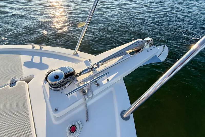 Slide: The Image of Bow of 2016 Back Cove 34 boat with anchor and winch system. - 37