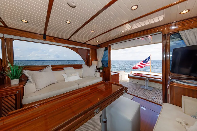 Slide: The Image of Luxurious interior of 2010 Vicem 64 yacht with elegant wood finish and ocean view. - 50
