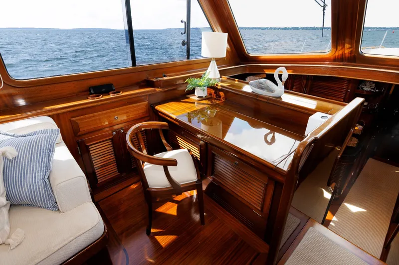 Slide: The Image of Luxurious interior of 2010 Vicem 64 yacht with elegant wood finish and ocean view. - 60