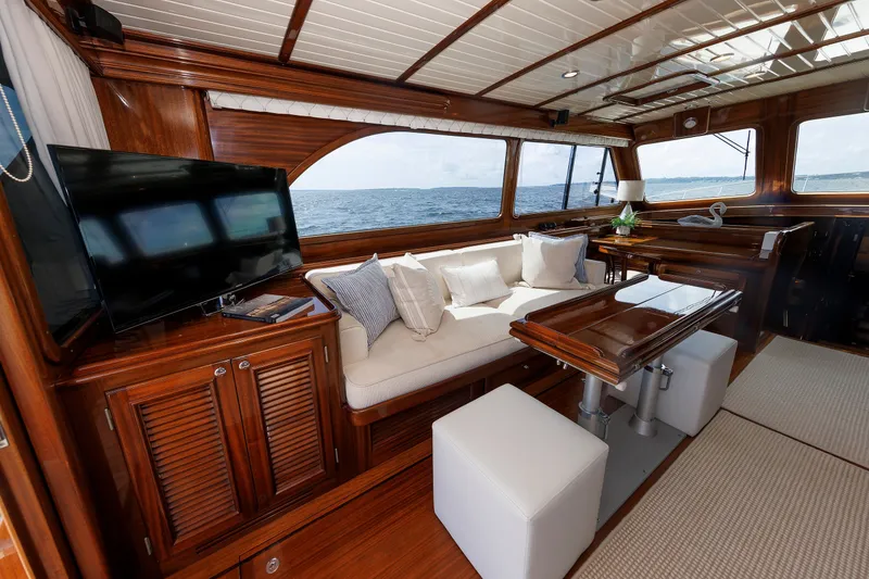 Slide: The Image of Luxurious interior of 2010 Vicem 64 yacht with elegant wood finish and ocean view. - 52