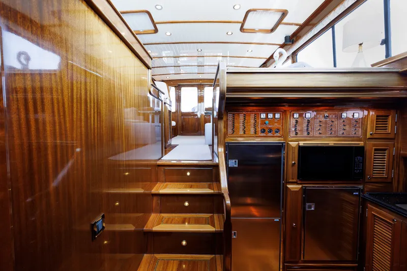 Slide: The Image of Luxurious interior of 2010 Vicem 64 yacht with polished wood and modern appliances. - 70