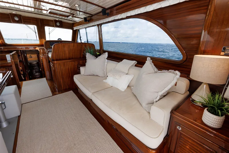 Slide: The Image of Luxurious interior of 2010 Vicem 64 yacht with elegant wood finish and ocean view. - 48