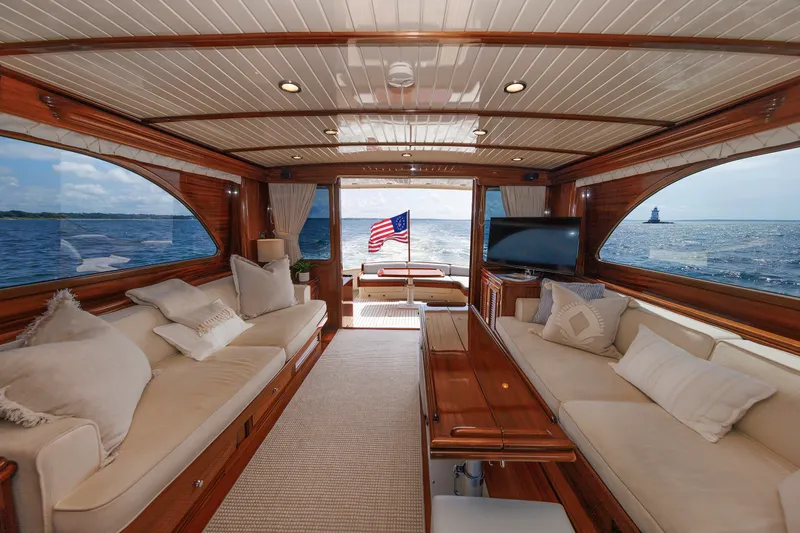 Slide: The Image of Luxurious interior of 2010 Vicem 64 yacht with elegant wood finish and ocean view. - 57