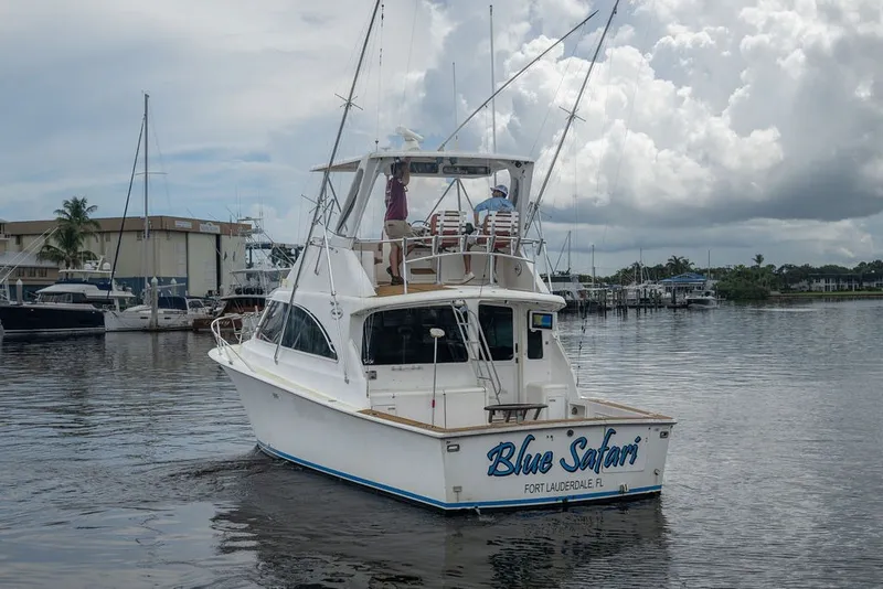 Slide: The Image of 1997 Ocean Yachts 40 Super Sport boat named "Blue Safari" in Fort Lauderdale marina. - 5