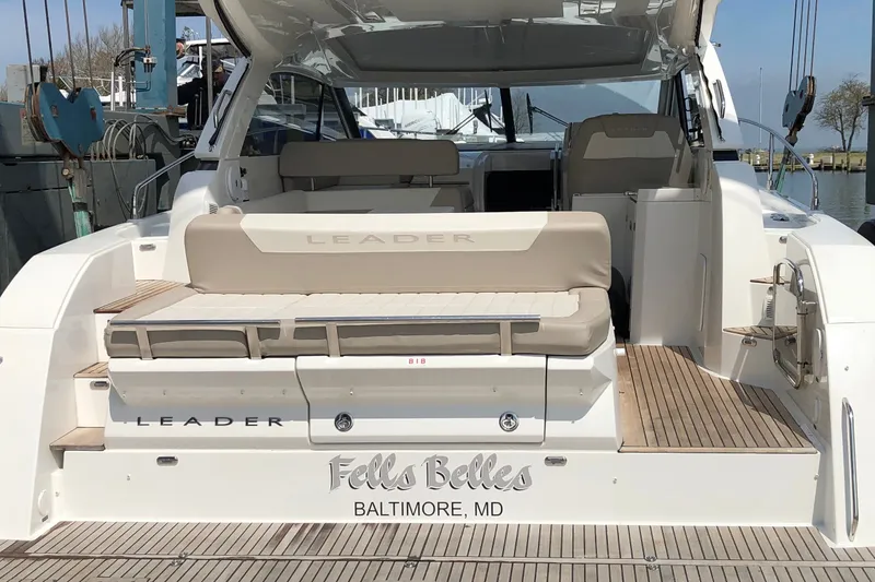 Slide: The Image of 2015 Jeanneau Leader 40 yacht docked, featuring spacious seating and elegant design in Baltimore, MD. - 44
