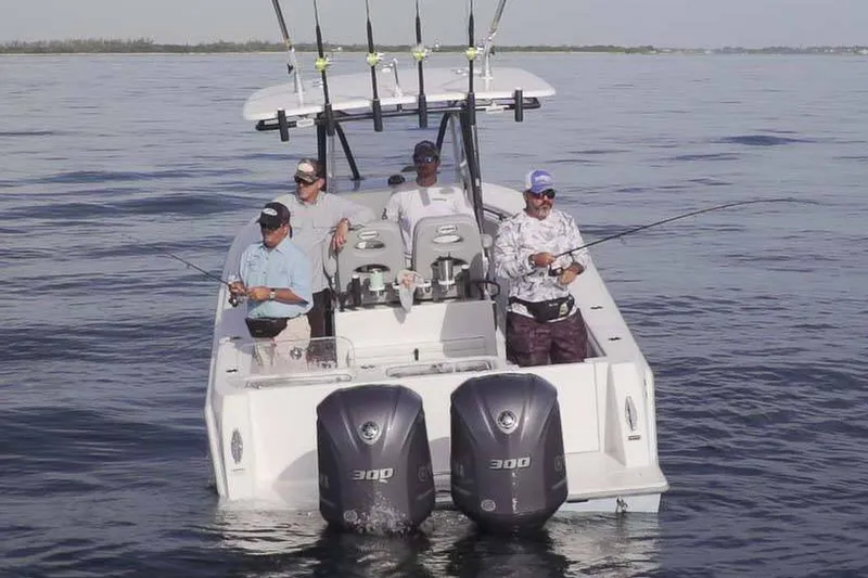 Slide: The Image of Manufacturer Provided Image: 2019 Contender 30 ST boat with anglers fishing, twin 300 HP engines. - 4