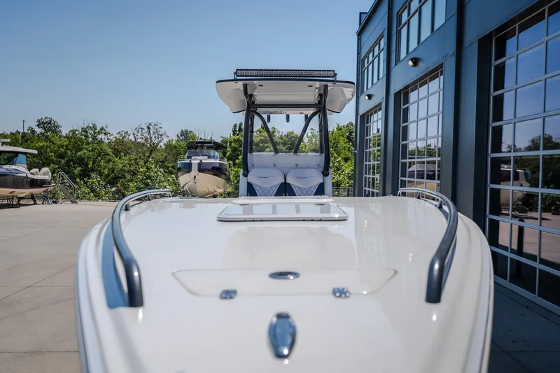 Slide: The Image of 2019 Concept 36' Cuddy Cabin boat docked near modern building. - 5