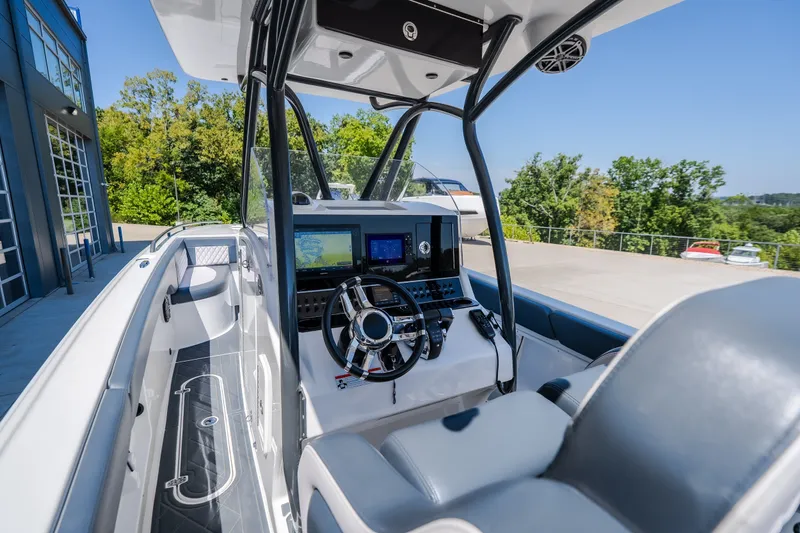 Slide: The Image of Modern 2019 Concept 36' Cuddy Cabin boat interior with advanced navigation system. - 26