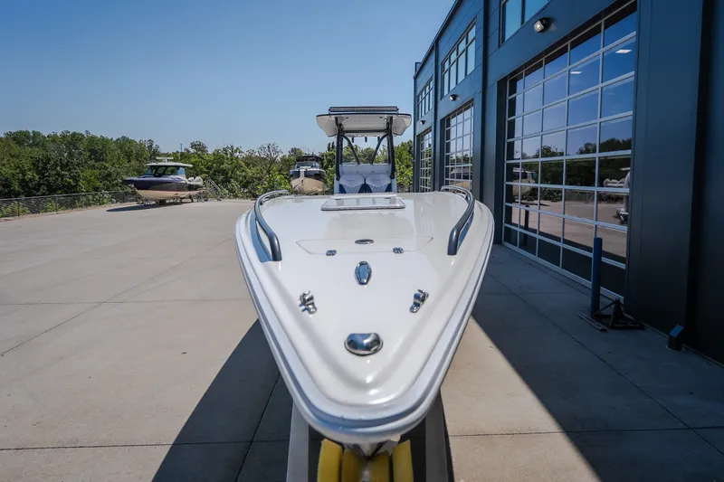 Slide: The Image of 2019 Concept 36' Cuddy Cabin boat docked near modern building. - 4