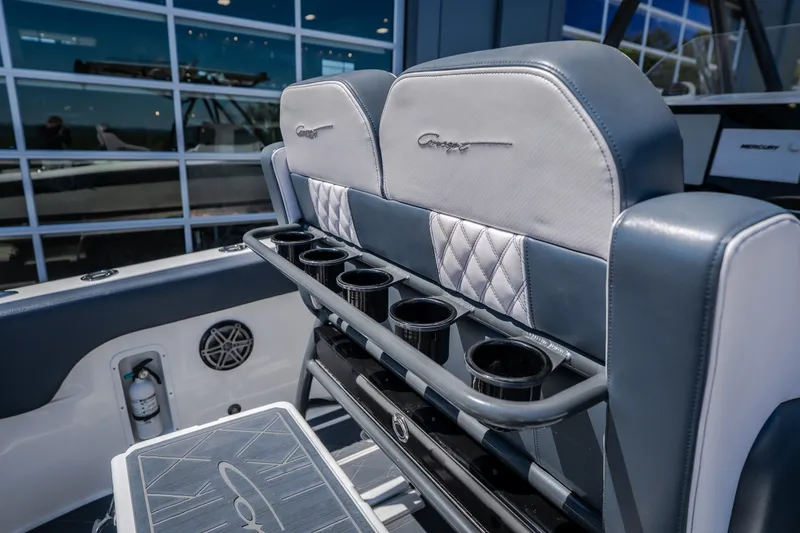 Slide: The Image of Luxury seating with cup holders on 2019 Concept 36' Cuddy Cabin boat. - 39