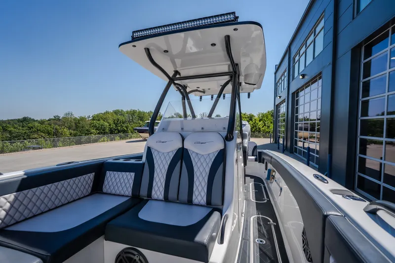 Slide: The Image of 2019 Concept 36' Cuddy Cabin boat with sleek seating and modern design. - 35