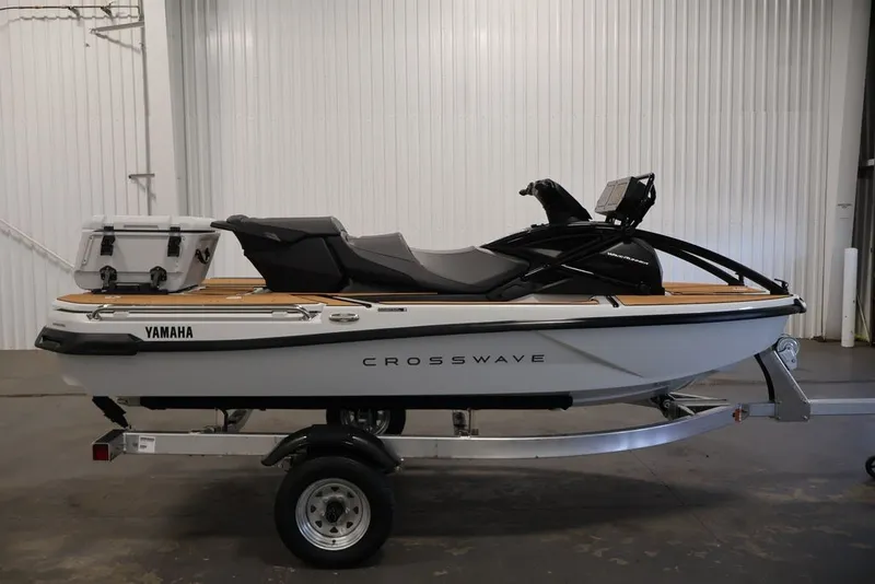 Slide: The Image of 2027 Yamaha WaveRunner Crosswave on trailer in indoor setting. - 16