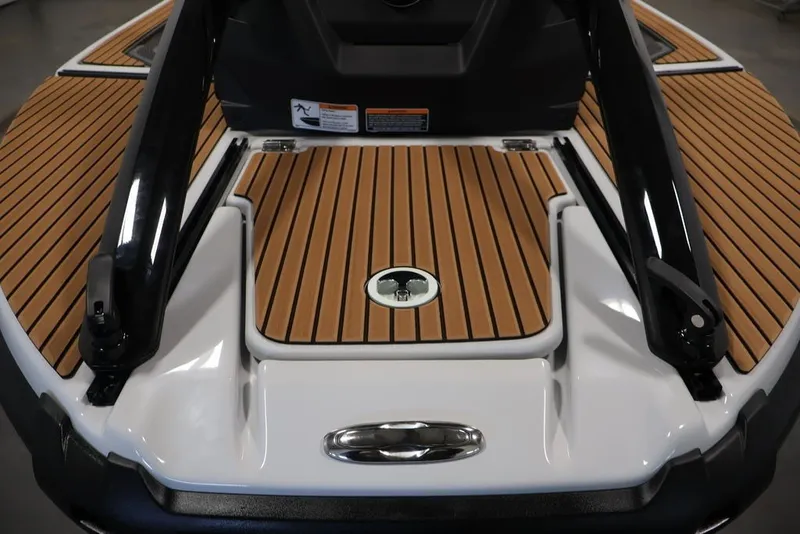 Slide: The Image of 2027 Yamaha WaveRunner Crosswave with sleek wooden deck design and modern features. - 24