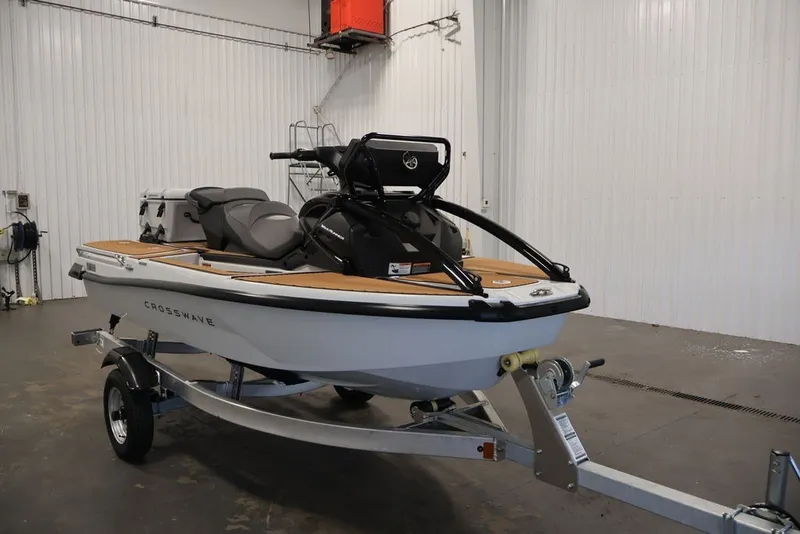 Slide: The Image of 2027 Yamaha WaveRunner Crosswave on trailer in indoor storage facility. - 3