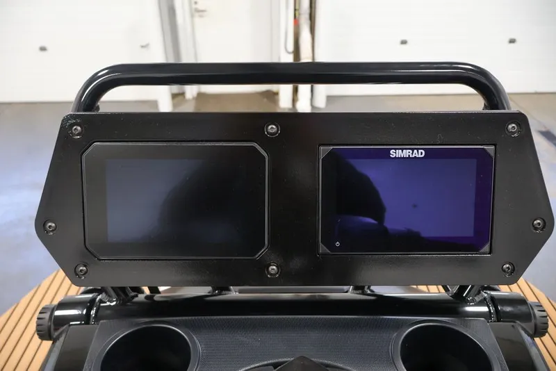 Slide: The Image of Dashboard of 2027 Yamaha WaveRunner Crosswave with dual Simrad displays. - 17