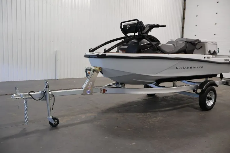 Slide: The Image of 2027 Yamaha WaveRunner Crosswave on trailer in indoor setting. - 28