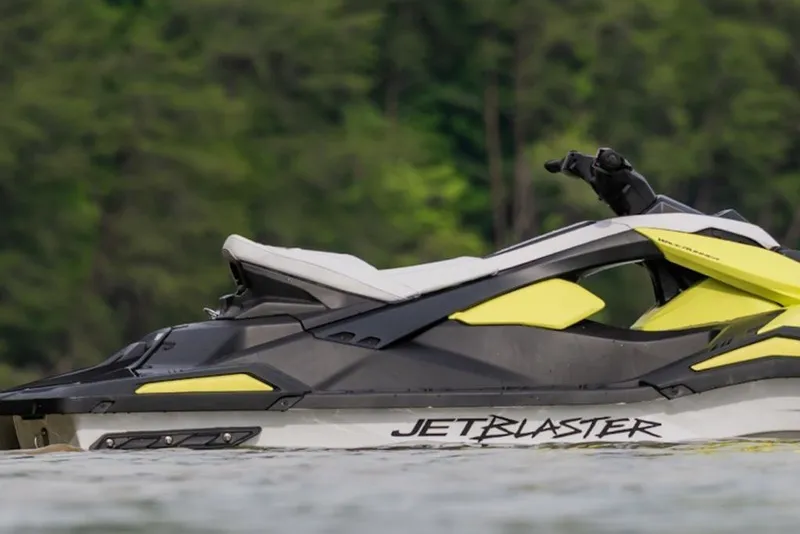 Slide: The Image of 2027 Yamaha WaveRunner JetBlaster on water, featuring sleek design and vibrant colors. - 6