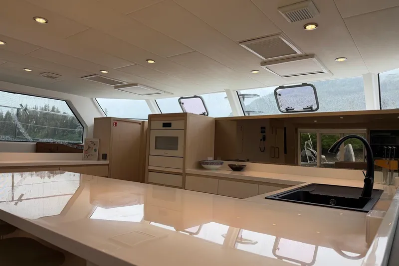 Slide: The Image of Luxurious interior of 2023 Longreach 58 Expedition yacht with modern kitchen design. - 41