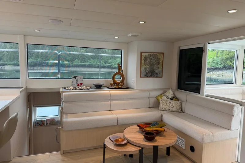 Slide: The Image of Luxurious interior of 2023 Longreach 58 Expedition yacht with elegant seating and decor. - 30