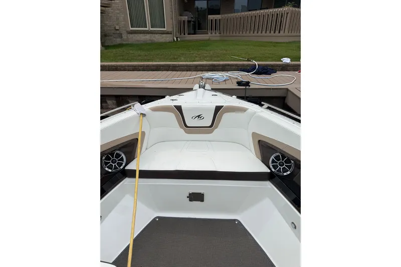 Slide: The Image of 2016 Monterey 328SS Super Sport boat interior with seating and speakers. - 22