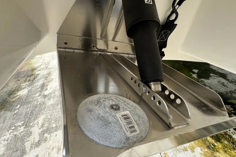 Slide: The Image of 2011 Donzi 29 ZF Open boat trim tab and hydraulic system detail. - 54
