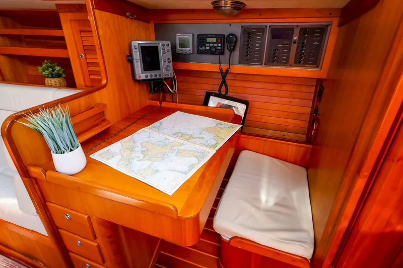 Slide: The Image of Navigation station on 2002 J Boats J/120 yacht with map and electronics. - 38