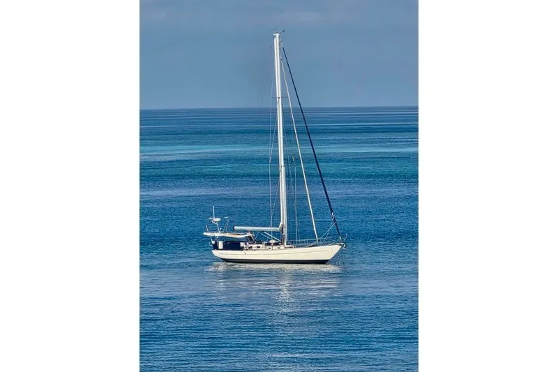 The Image of Sailboat on calm blue sea, Reliance 44 model, 2011. - 1