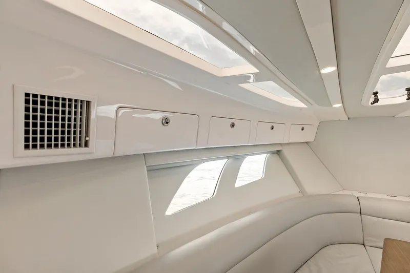 Slide: The Image of Interior of 2019 Intrepid 400 Cuddy boat, featuring sleek design and comfortable seating. - 50