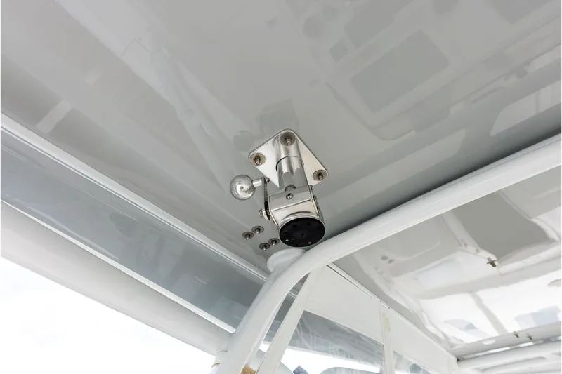 Slide: The Image of Ceiling view of 2019 Intrepid 400 Cuddy boat with mounted fixture. - 22