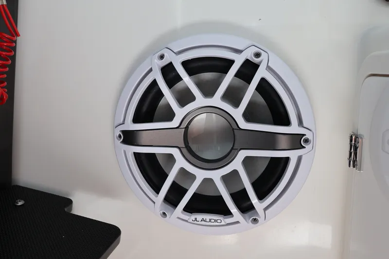 Slide: The Image of JL Audio speaker on 2023 Pursuit OS 385 Offshore boat. - 34