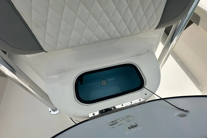Slide: The Image of Avenger AV26 2027 boat seat with storage compartment, featuring quilted upholstery. - 15