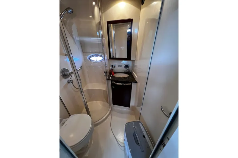 Slide: The Image of Bathroom interior of 2006 Sea Ray 40 Motor Yacht with shower and vanity. - 48
