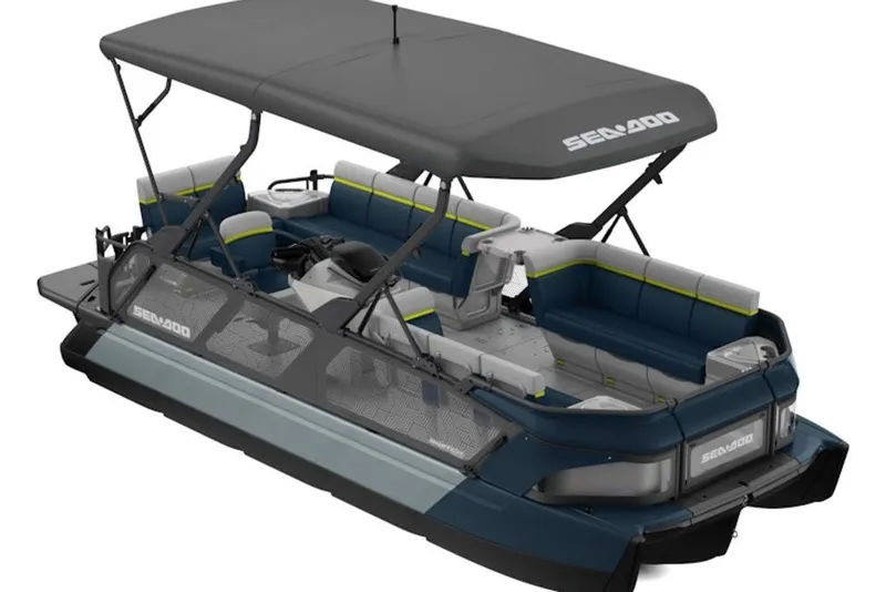 The Image of 2027 Sea-Doo Switch Cruise Limited 21 pontoon boat with spacious seating and canopy. - 6