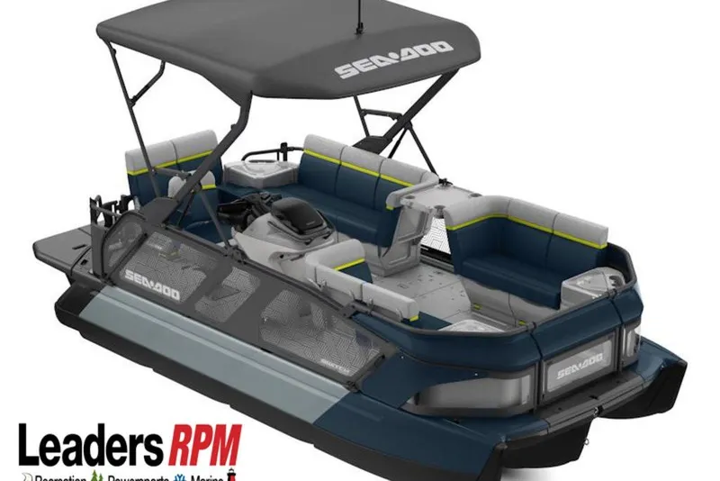 The Image of 2027 Sea-Doo Switch Cruise 18 pontoon boat with canopy and spacious seating. - 0
