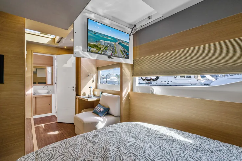 Slide: The Image of Luxurious interior of 2021 Aquila 54 Yacht with modern amenities and elegant design. - 30