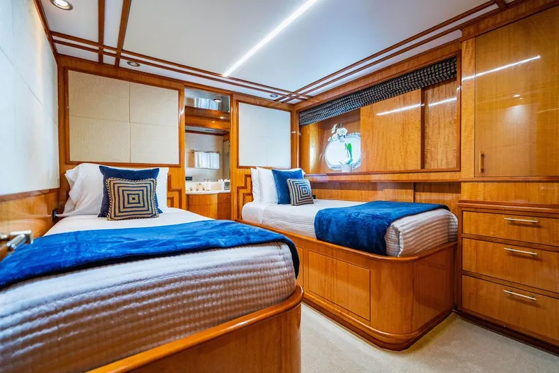 Slide: The Image of Luxurious twin bedroom on a 2001 Intermarine Raised Pilothouse yacht. - 17