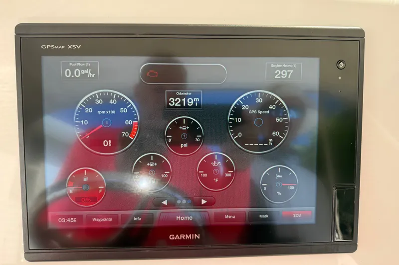 Slide: The Image of Garmin GPSMap XSV display on 2018 Yellowfin 21 Bay boat dashboard. - 44
