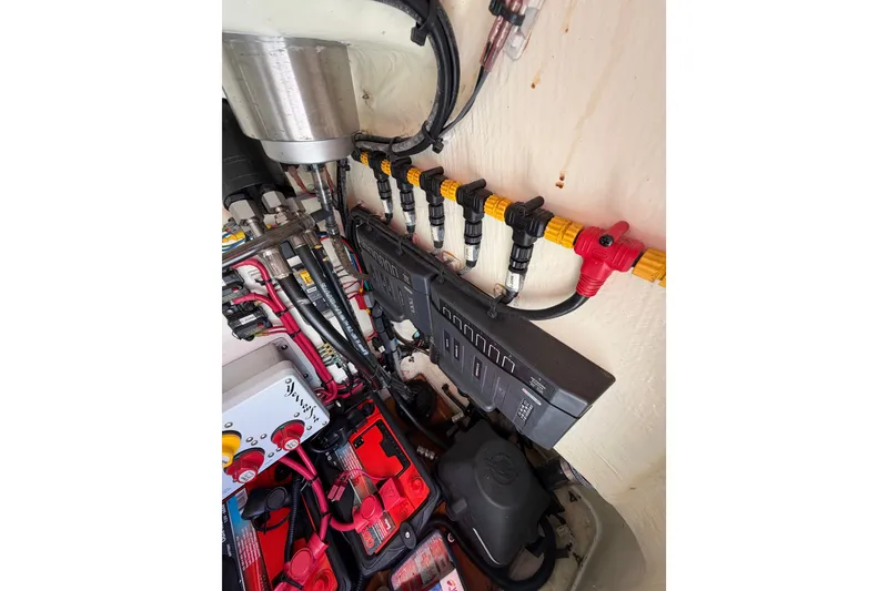 Slide: The Image of Electrical wiring and components inside a 2018 Yellowfin 21 Bay boat. - 47