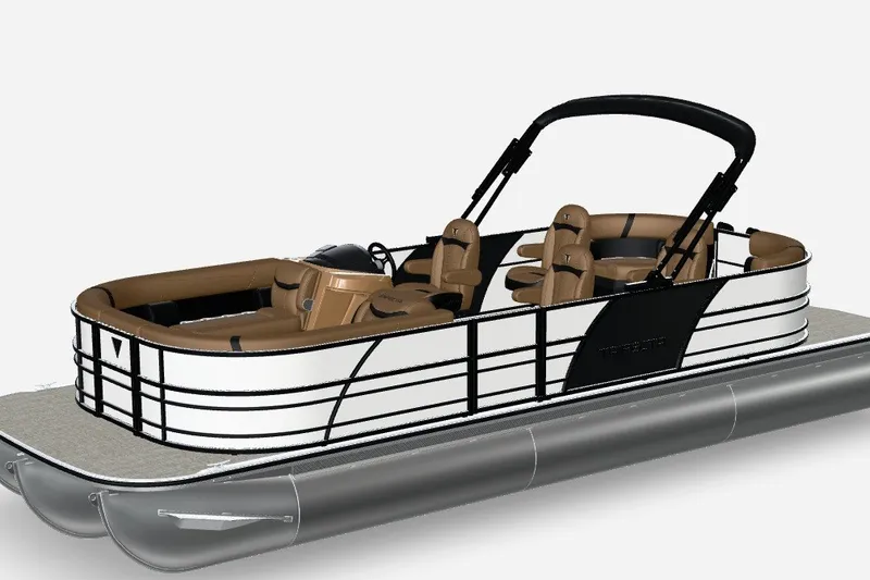 The Image of 2027 Trifecta 24QCT CS 2.75 Tri-Toon pontoon boat with sleek design and comfortable seating. - 1