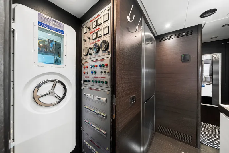 Slide: The Image of Engine room access and control panel on 2009 Azimut 86S yacht. - 116