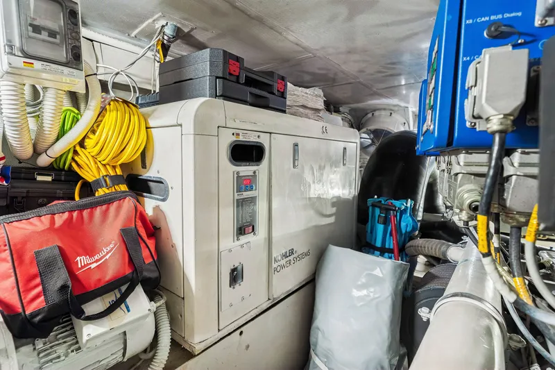 Slide: The Image of Engine room of a 2009 Azimut 86S yacht with Kohler power systems and equipment. - 123
