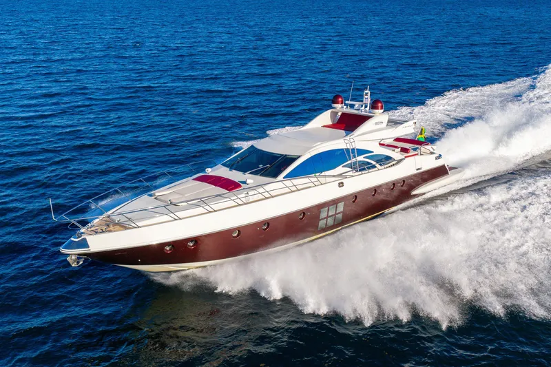Slide: The Image of Luxury 2009 Azimut 86S yacht cruising on open blue sea. - 39