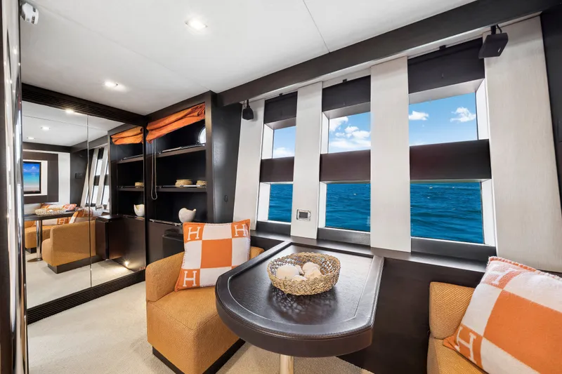 Slide: The Image of Luxurious interior of 2009 Azimut 86S yacht with ocean view through large windows. - 95