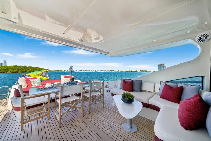 Slide: The Image of Luxurious 2009 Azimut 86S yacht deck with elegant seating and ocean view. - 51
