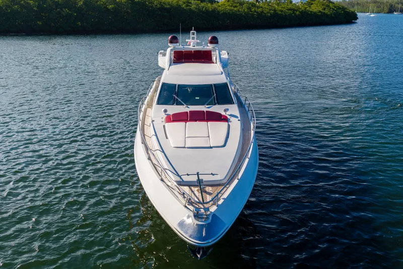 Slide: The Image of Luxury 2009 Azimut 86S yacht on serene water, aerial view. - 29