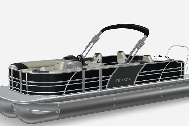 The Image of 2027 Trifecta 24TRF C2 LE 2.75 Tri-Toon pontoon boat with sleek black design. - 1