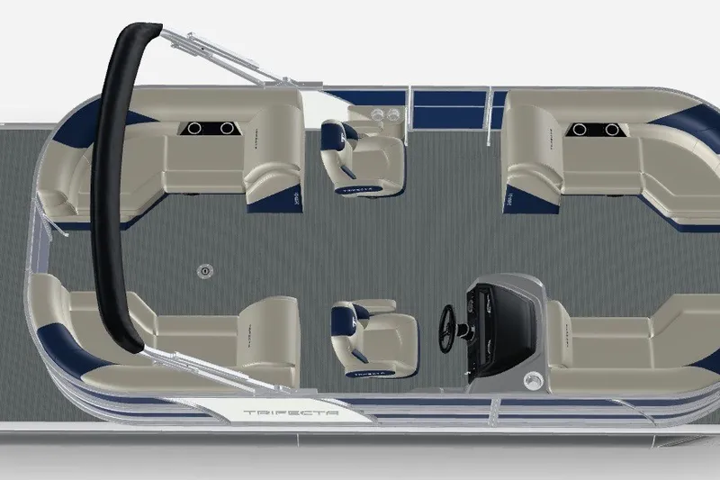 Slide: The Image of Top view of 2027 Trifecta 22RF LE 2.75 TRI-TOON pontoon boat interior layout. - 4