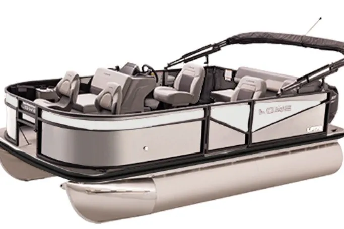 The Image of 2027 LOWE BOATS LF 172 pontoon boat with sleek design and comfortable seating. - 1