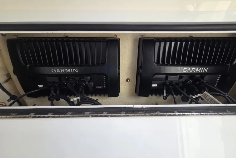 Slide: The Image of Dual Garmin electronics on a 2018 Regulator 34 Center Console boat. - 20