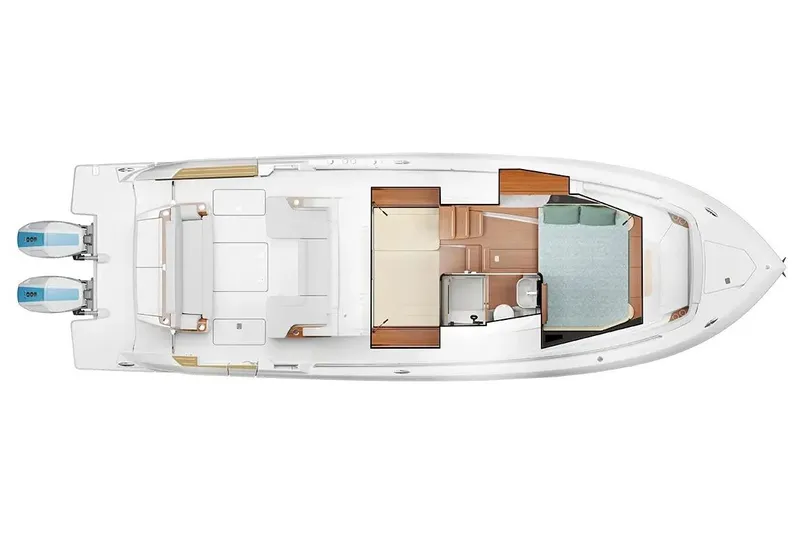 Slide: The Image of Manufacturer Provided Image: Top view of 2026 Tiara Yachts 39 LS layout with dual engines and spacious interior. - 18